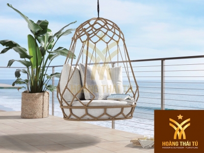 Xích đu nhựa giả mây hình giọt nước Ý tưởng mới lạ