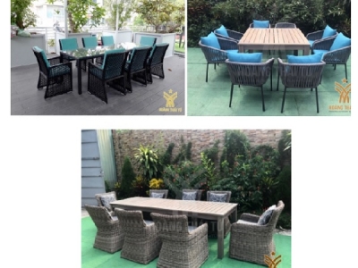 Bộ bàn ghế ăn giả mây