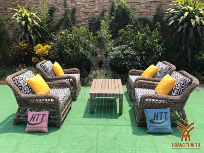 Mẫu bàn ghế ngoại thất mây nhựa ngoài trời cho khách sạn
